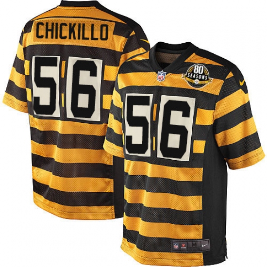 Men's Nike Pittsburgh Steelers 56 Anthony Chickillo Game Yellow/Black Alternate 80TH Anniversary Throwback NFL Jersey