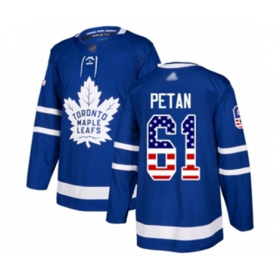 Youth Toronto Maple Leafs 61 Nic Petan Authentic Royal Blue USA Flag Fashion Hockey Jersey