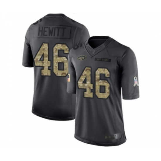 Youth New York Jets 46 Neville Hewitt Limited Black 2016 Salute to Service Football Jersey