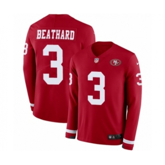 Men's Nike San Francisco 49ers 3 C. J. Beathard Limited Red Therma Long Sleeve NFL Jersey