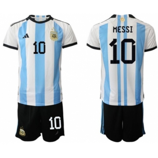 Men's Argentina 10 Diego Maradona White Blue Soccer Jersey Suit