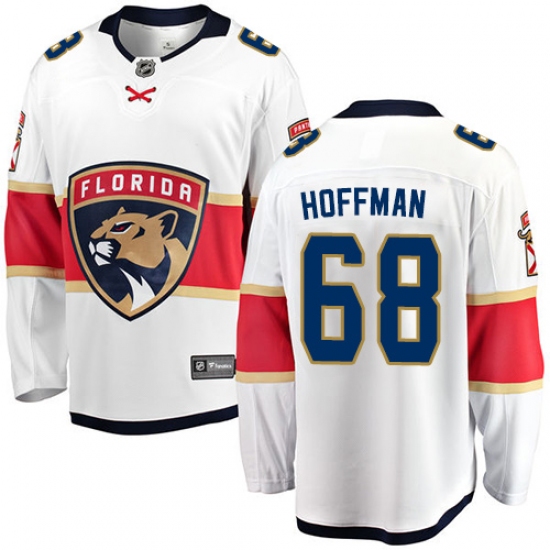 Men's Florida Panthers 68 Mike Hoffman Authentic White Away Fanatics Branded Breakaway NHL Jersey