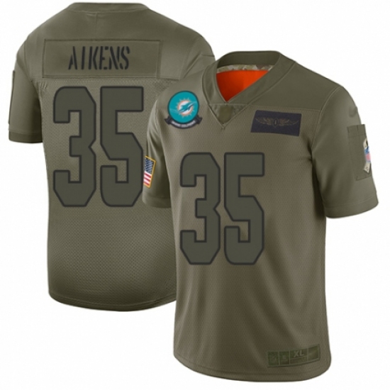 Women's Miami Dolphins 35 Walt Aikens Limited Camo 2019 Salute to Service Football Jersey