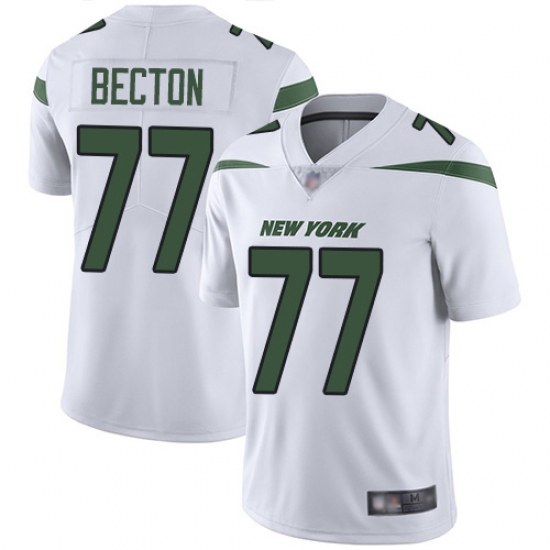 Men's New York Jets 77 Mekhi Becton White Stitched Vapor Untouchable Limited Jersey