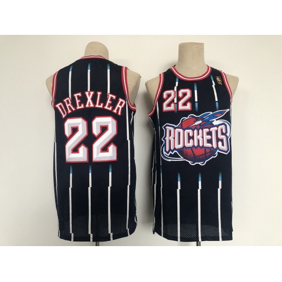 Men's Houston Rockets 22 Clyde Drexler Blue Basketball Jersey