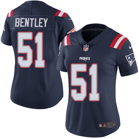 Women's Nike New England Patriots 51 Ja'Whaun Bentley Limited Navy Blue Rush Vapor Untouchable NFL Jersey