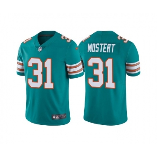 Men's Miami Dolphins 31 Raheem Mostert Aqua Color Rush Limited Stitched Football Jersey