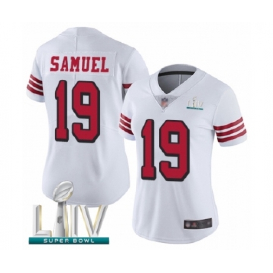Women's San Francisco 49ers 19 Deebo Samuel Limited White Rush Vapor Untouchable Super Bowl LIV Bound Football Jersey