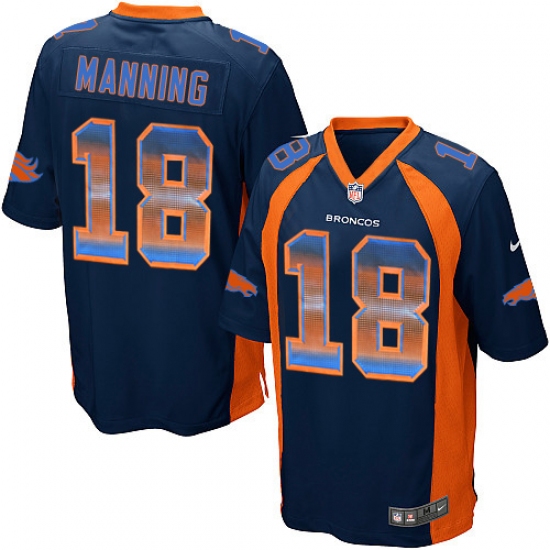 Youth Nike Denver Broncos 18 Peyton Manning Limited Navy Blue Strobe NFL Jersey