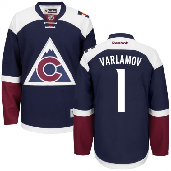 Youth Reebok Colorado Avalanche 1 Semyon Varlamov Authentic Blue Third NHL Jersey