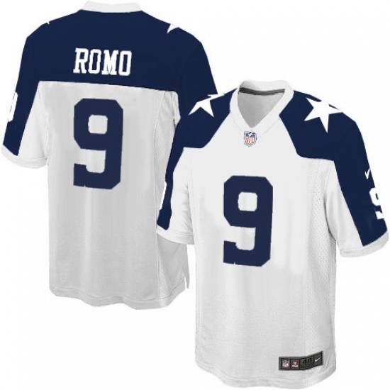 Men's Nike Dallas Cowboys 9 Tony Romo Game White Throwback Alternate NFL Jersey