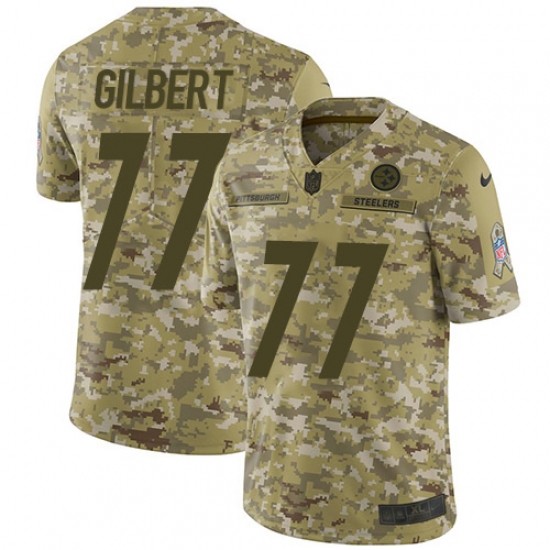 Youth Nike Pittsburgh Steelers 77 Marcus Gilbert Limited Camo 2018 Salute to Service NFL Jersey