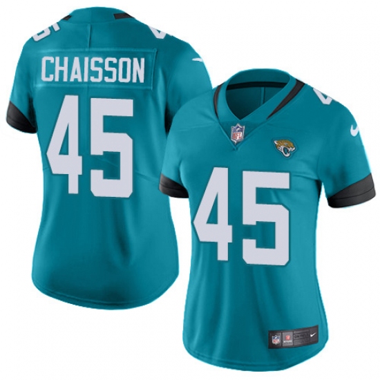 Women's Jacksonville Jaguars 45 K'Lavon Chaisson Teal Green Alternate Stitched NFL Vapor Untouchable Limited Jersey