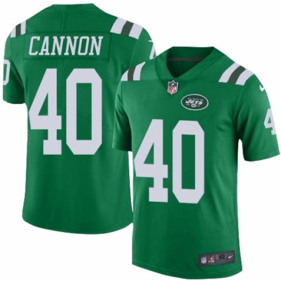 Men's Nike New York Jets 40 Trenton Cannon Elite Green Rush Vapor Untouchable NFL Jersey