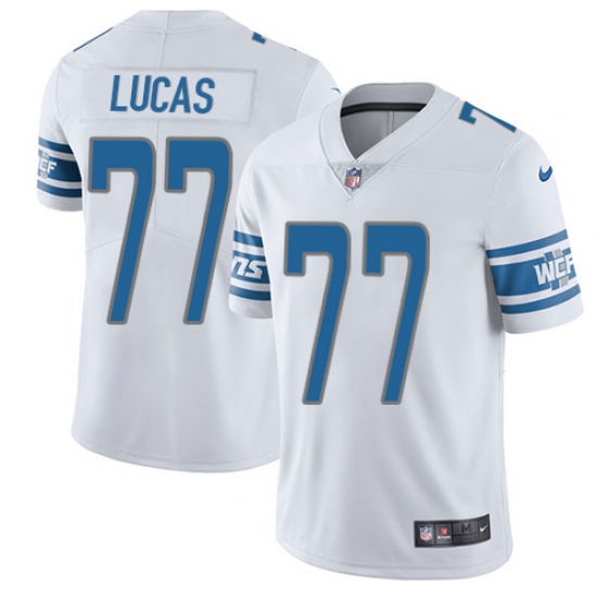 Men's Nike Detroit Lions 77 Cornelius Lucas Elite White NFL Jersey