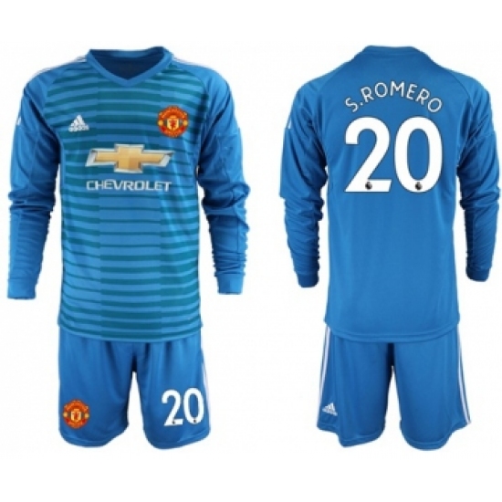 Manchester United 20 S.Romero Blue Goalkeeper Long Sleeves Soccer Club Jersey
