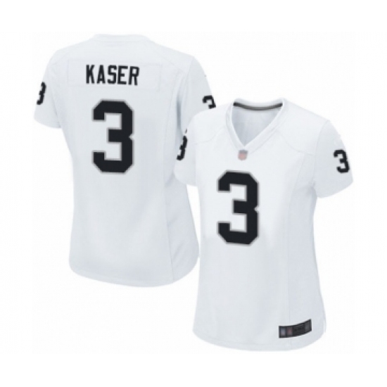 Women's Oakland Raiders 3 Drew Kaser Game White Football Jersey