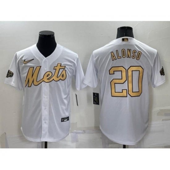 Men's New York Mets 20 Pete Alonso White 2022 All Star Stitched Cool Base Nike Jersey