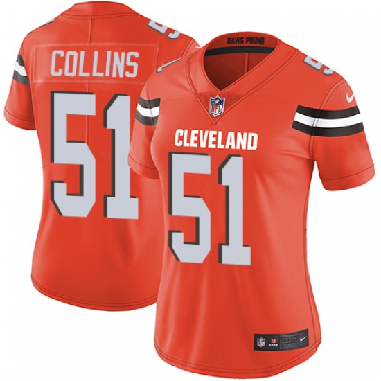 Women's Nike Cleveland Browns 51 Jamie Collins Elite Orange Alternate NFL Jersey
