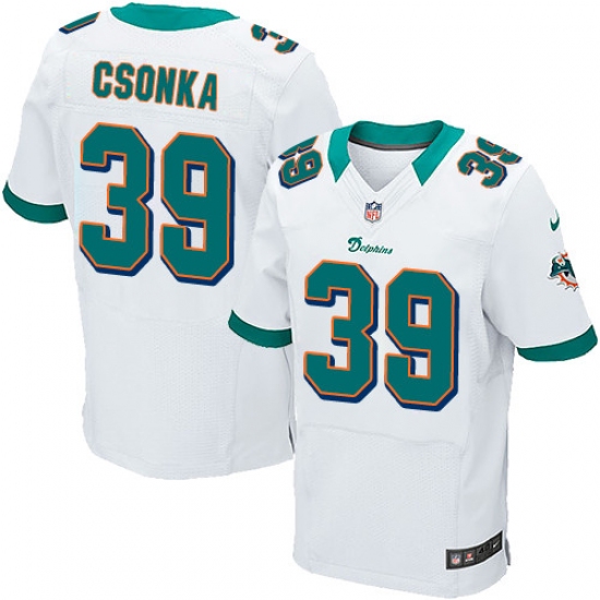 Men's Nike Miami Dolphins 39 Larry Csonka Elite White NFL Jersey