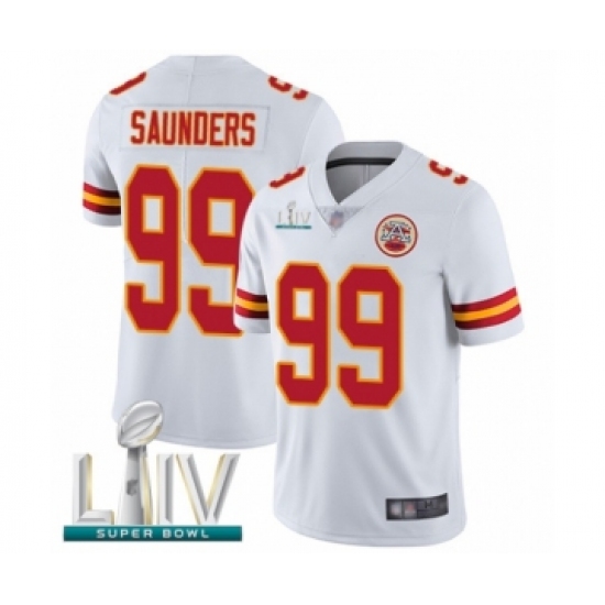 Youth Kansas City Chiefs 99 Khalen Saunders White Vapor Untouchable Limited Player Super Bowl LIV Bound Football Jersey