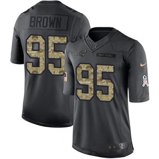 Men's Carolina Panthers 95 Derrick Brown Black Stitched NFL Limited 2016 Salute to Service Jersey