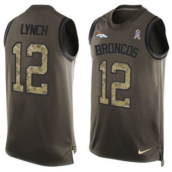 Men's Nike Denver Broncos 12 Paxton Lynch Limited Green Salute to Service Tank Top NFL Jersey