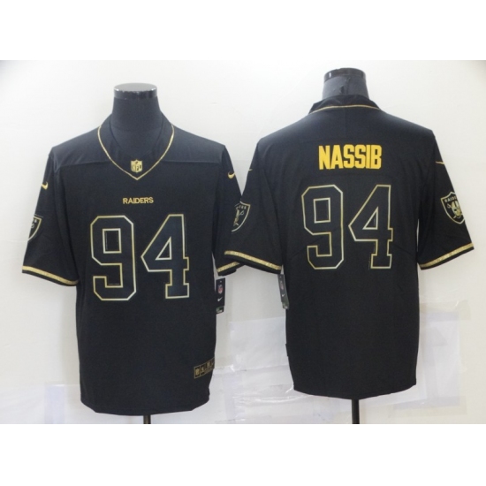 Men's Oakland Raiders 94 Carl Nassib Black Gold Nike Throwback Limited Jerseys