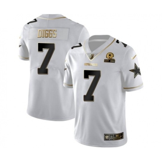 Men's Dallas Cowboys 7 Trevon Diggs White Golden Edition With 1960 Patch Limited Stitched Jersey