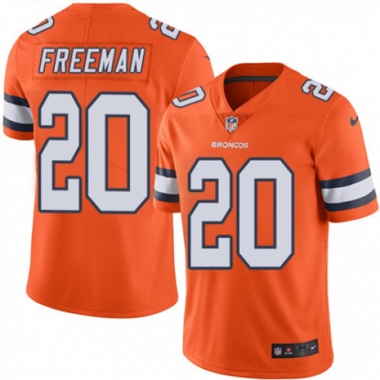 Youth Nike Denver Broncos 20 Royce Freeman Limited Orange Rush Vapor Untouchable NFL Jersey