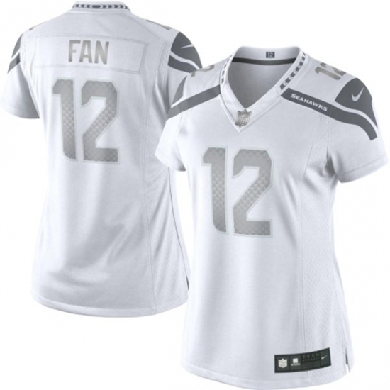 Women's Nike Seattle Seahawks 12th Fan Limited White Platinum NFL Jersey
