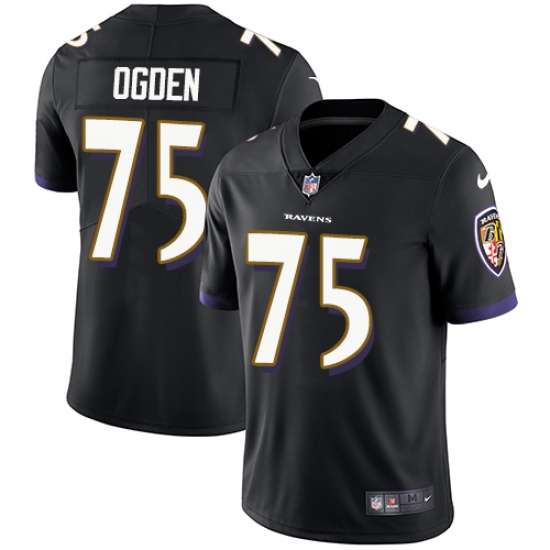 Men's Nike Baltimore Ravens 75 Jonathan Ogden Black Alternate Vapor Untouchable Limited Player NFL Jersey