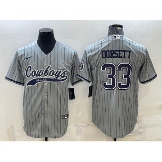 Men's Dallas Cowboys 33 Tony Dorsett Grey With Patch Cool Base Stitched Baseball Jersey