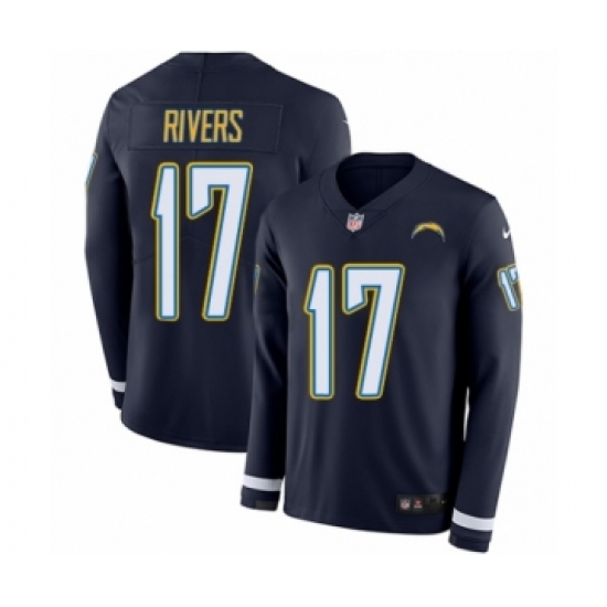 Men's Nike Los Angeles Chargers 17 Philip Rivers Limited Navy Blue Therma Long Sleeve NFL Jersey