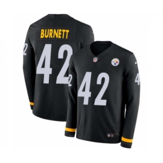 Youth Nike Pittsburgh Steelers 42 Morgan Burnett Limited Black Therma Long Sleeve NFL Jersey