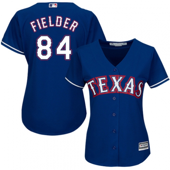 Women's Majestic Texas Rangers 84 Prince Fielder Replica Royal Blue Alternate 2 Cool Base MLB Jersey