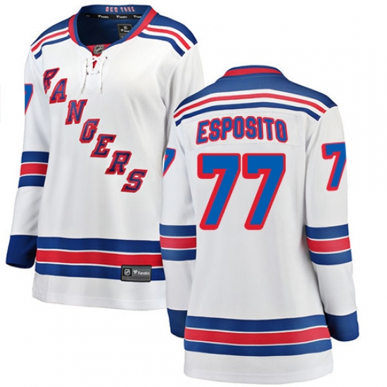 Women's New York Rangers 77 Phil Esposito Fanatics Branded White Away Breakaway NHL Jersey