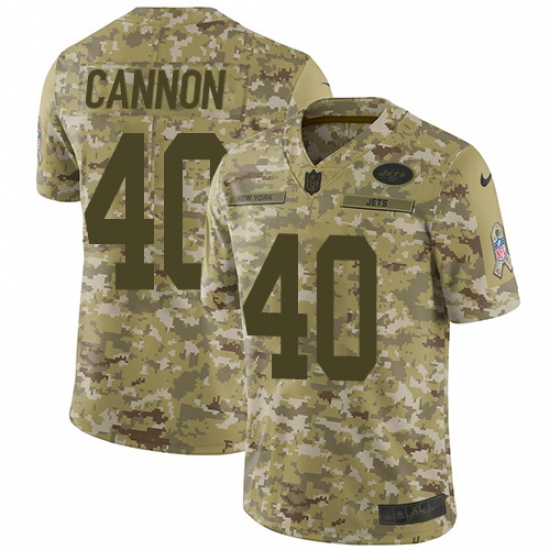 Men's Nike New York Jets 40 Trenton Cannon Limited Camo 2018 Salute to Service NFL Jersey