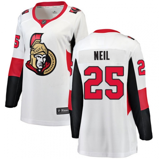 Women's Ottawa Senators 25 Chris Neil Fanatics Branded White Away Breakaway NHL Jersey