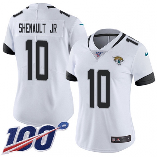 Women's Jacksonville Jaguars 10 Laviska Shenault Jr. White Stitched 100th Season Vapor Untouchable Limited Jersey