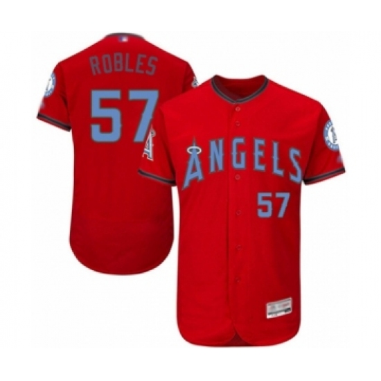 Men's Los Angeles Angels of Anaheim 57 Hansel Robles Authentic Red 2016 Father's Day Fashion Flex Base Baseball Player Jersey