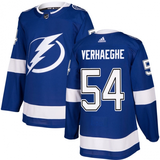 Men's Adidas Tampa Bay Lightning 54 Carter Verhaeghe Authentic Royal Blue Home NHL Jersey