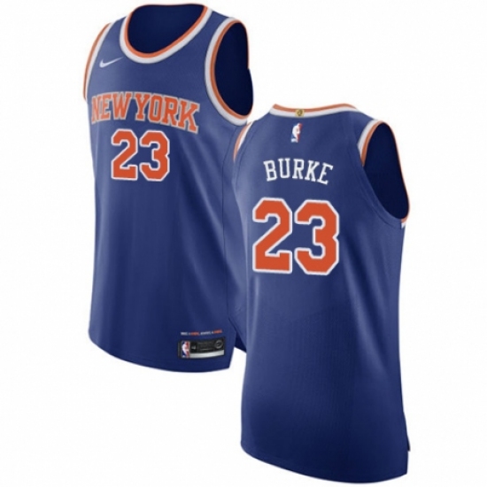 Men's Nike New York Knicks 23 Trey Burke Authentic Royal Blue NBA Jersey - Icon Edition