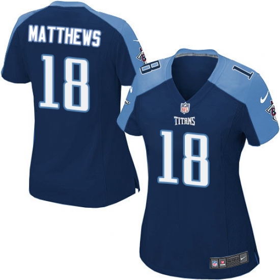 Women's Nike Tennessee Titans 18 Rishard Matthews Game Navy Blue Alternate NFL Jersey