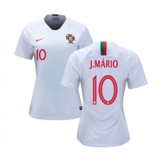 Women's Portugal 10 J.Mario Away Soccer Country Jersey