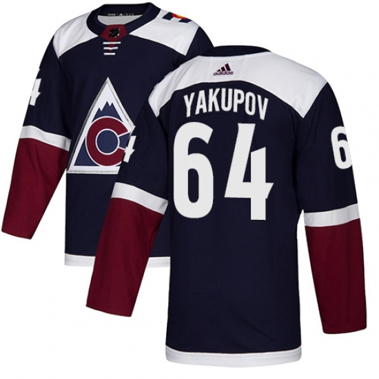 Men's Adidas Colorado Avalanche 64 Nail Yakupov Authentic Navy Blue Alternate NHL Jersey