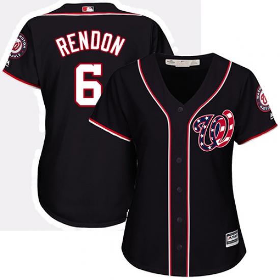 Women's Majestic Washington Nationals 6 Anthony Rendon Authentic Navy Blue Alternate 2 Cool Base MLB Jersey