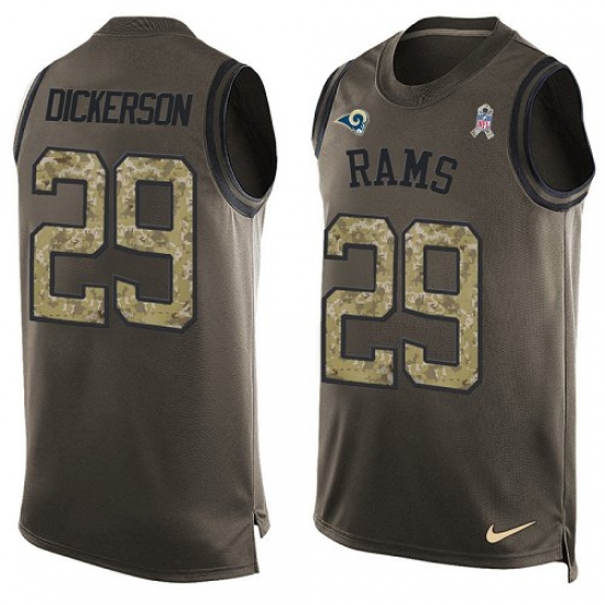 Men's Nike Los Angeles Rams 29 Eric Dickerson Limited Green Salute to Service Tank Top NFL Jersey