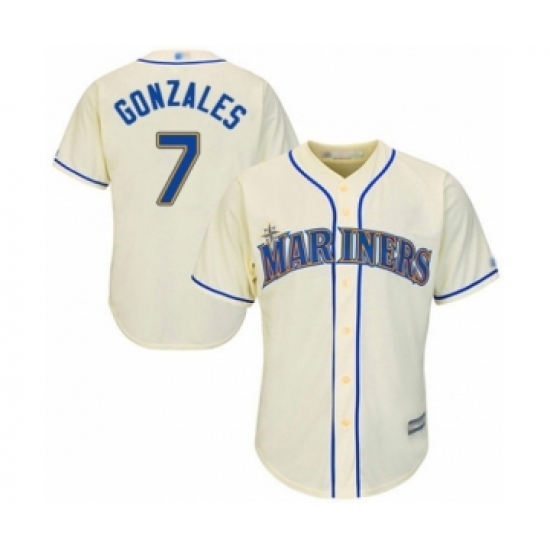 Youth Seattle Mariners 7 Marco Gonzales Authentic Cream Alternate Cool Base Baseball Player Jersey