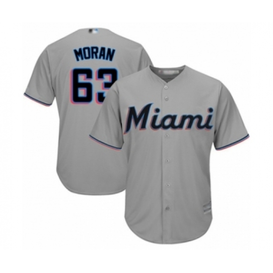 Youth Miami Marlins 63 Brian Moran Authentic Grey Road Cool Base Baseball Player Jersey